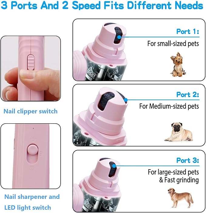 2 In 1 Pet Nail Clipper and Grinder, Professional Electric Rechargeable Pet Nail Fast Trimmer, Painless, Claw Care Grooming, Smoothing, Silent - Shockproof, For Small, Large Dogs & Cats, upgraded-PawvioPets