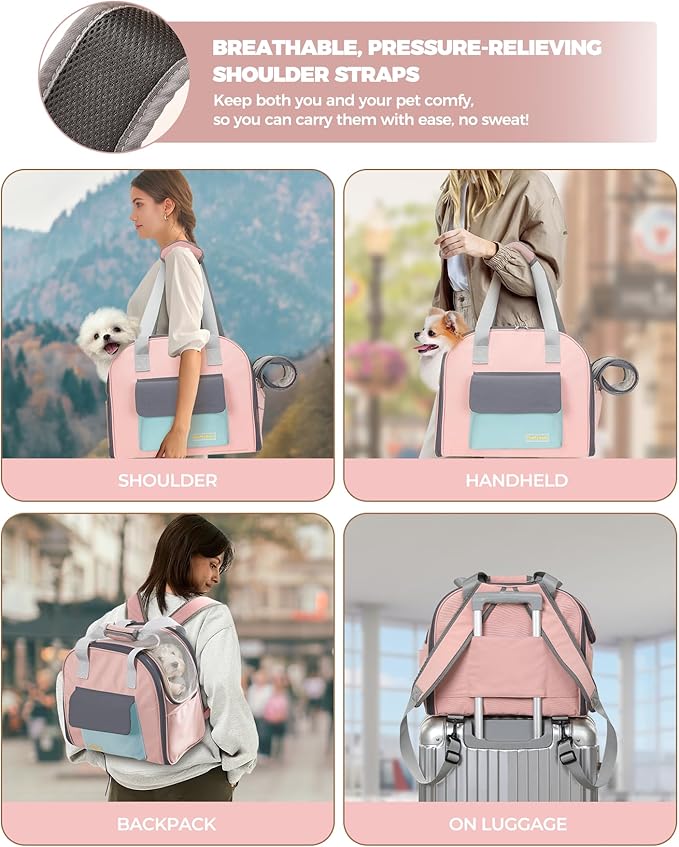 Expandable Pet Carrier Backpack, Cat Carrier Backpacks with Breathable Mesh for Cats Small Dogs Puppies Up to 25 Lbs Airline Approved Waterproof Travel Carrier with Safety Buckle for Hiking & Flights-PawvioPets
