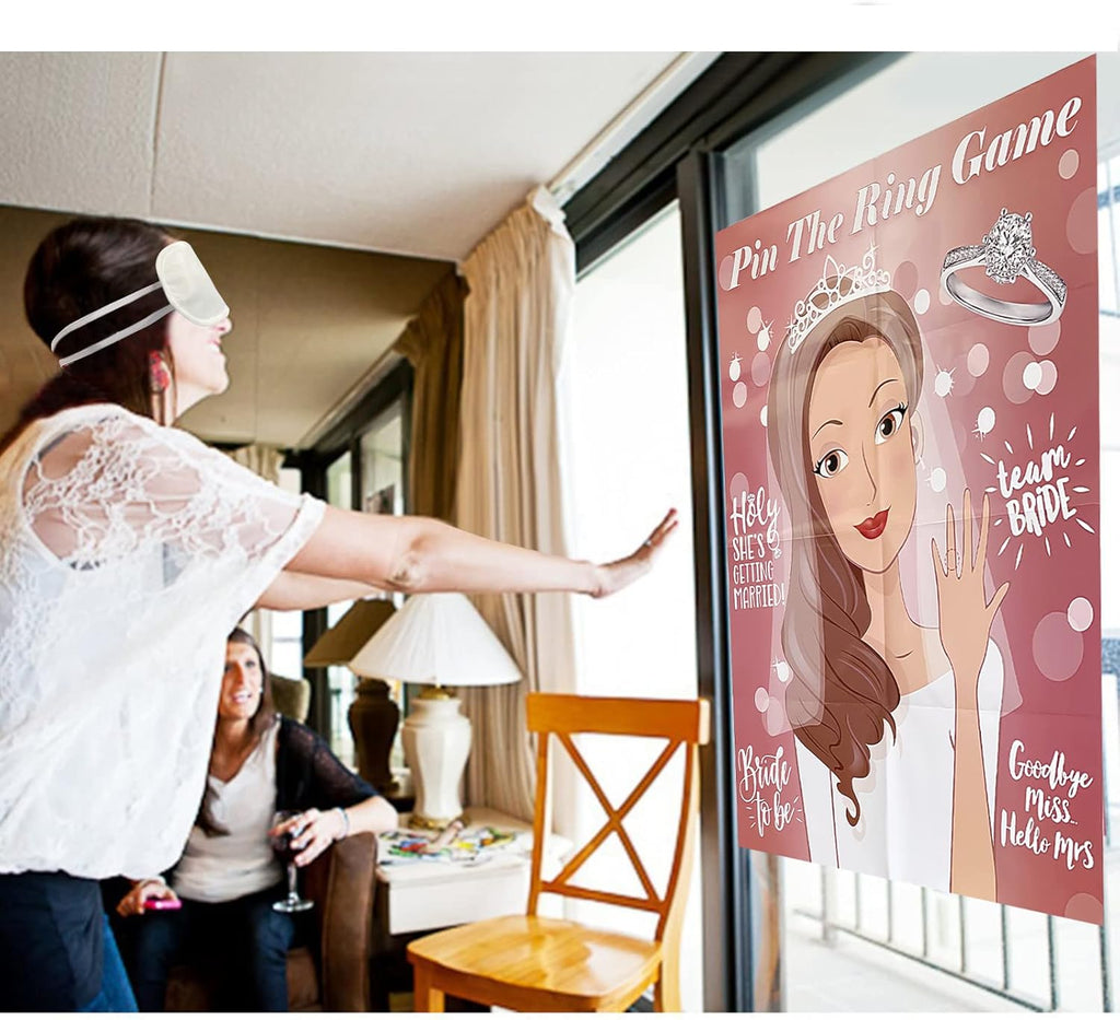 Bridal Shower Games, Pin The Ring On The Bride, Bridal Shower Engagement Wedding Shower Bachelorette Party Games 50 Guests