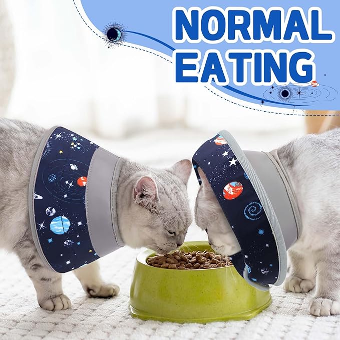 Cat Cone Collar Soft, Comfortable Cat Recovery Collar Pet Cone for Small Large Cats, Lightweight Elizabethan Collar for Cats Kittens After Surgery Prevent from Licking Wounds, Star, M-PawvioPets