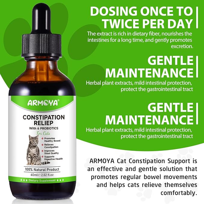 Cat Constipation Relief, Constipation Relief for Cat, Cat Laxative Constipation Relief, 100% Natural Cat Laxative with 6 Probiotics Cat Stool Softener, Promotes Digestive Health - 2 fl oz-PawvioPets