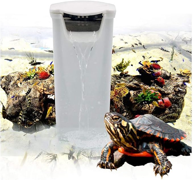 Aquarium Waterfall Filter Reptiles Turtle Filter for small tank 1-15 gallon, Low Level Water Clean Pump Internal Bio Media Water Filtration System for Fish Amphibian Cichlids Frog (Waterfall Filter)-PawvioPets