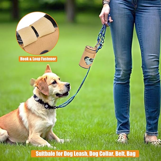 Dog Waste Bag Dispenser Dog Poop Bag Dispenser for Leash Accessory dog Poop Bag Holders Fits Dog Leash Include Hand Free Holder, Khaki, No-KaqiXYB-PawvioPets
