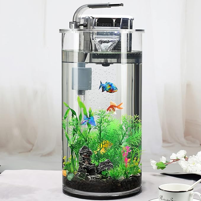 Fish Tank Accessories Aquarium Decorations Plants, 9pcs Green Fish Tank Decorations Plants and Cave Rock Decoration Decor Set, Aquarium Decor Plastic Plants-PawvioPets