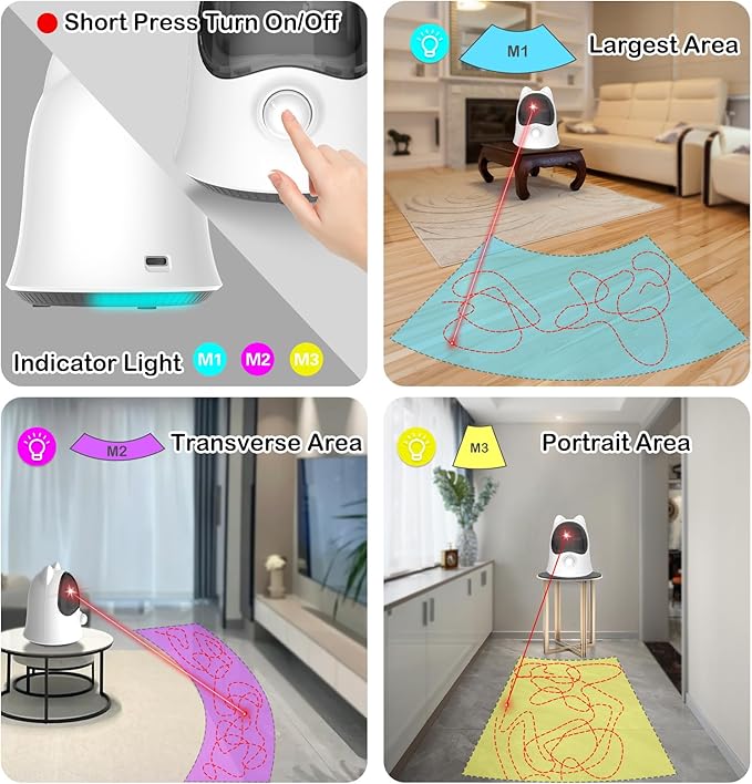 Cat Laser Toys for Indoor Cats, Random Trajectory Laser Cat Toy, Interactive Cat Toys for Bored Indoor Adult Cats/Kittens/Dogs-PawvioPets