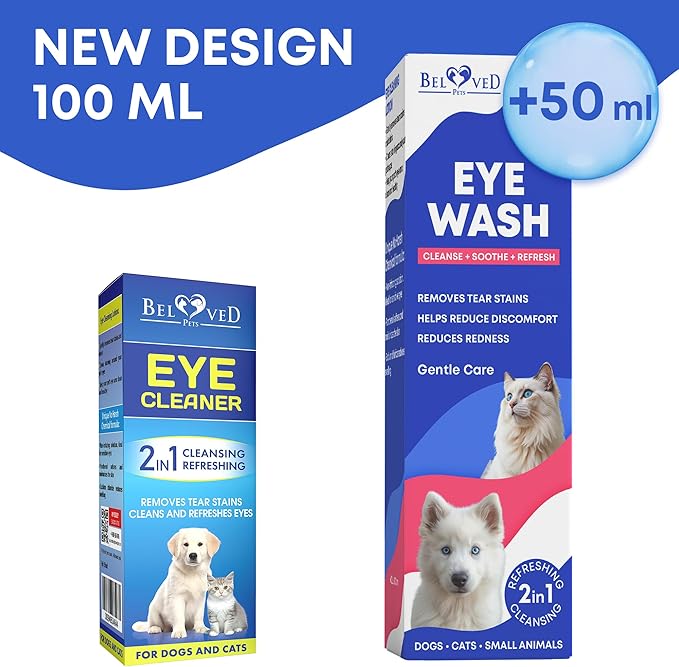 Cat & Dog Eye Wash Drops & Tear Stain Remover, Cleaner | Eye Infection Treatment Helps Prevent Pink Eye, Relief Allergies Symptoms, Runny, Dry Eyes - Safe for Small Animals (Eye Drops)-PawvioPets