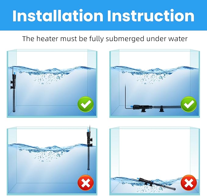 AQUANEAT Aquarium Heater, 50W Fish Tank Heater, Adjustable Submersible Water Thermostat with Digital Thermometer-PawvioPets