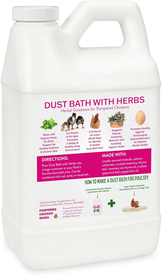 20.5 lb Pampered Chicken Mama Dust Bath with Organic Herbs & Essential Oils for Chickens, Quail, & Poultry | Dust Bath for Chickens to Keep Feathers Clean & Healthy-PawvioPets