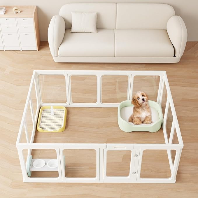 Acrylic Dog PlayPen, Clear Dog Play Pen for Puppy Cat Rabbit, Easy Assemble Pen, Preferable Small Cage, 23.6" H, 12 Pcs-PawvioPets