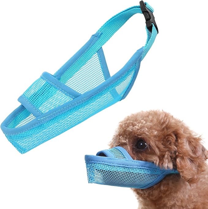 Crazy Felix Nylon Dog Muzzle for Small Medium Large Dogs Dachshund Beagle Poodle Labrador, Air Mesh Breathable and Drinkable Pet Mouth Guard for Anti-Biting Chewing Scavenging(XXXS, Blue)-PawvioPets