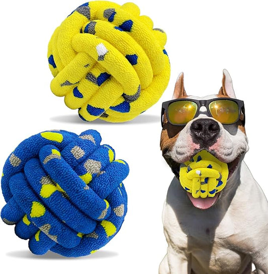 Dog Balls Tennis Ball Toys Dog Toy for Aggressive Chewers Indestructible Teething Chew Toys Water Toy Fetch Ball for Dogs (2 Pack)-PawvioPets