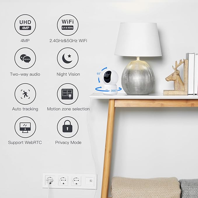 ARENTI 5G Indoor Security Camera, 4MP Pet Camera with Speaker for Dog/Cat, Baby Monitor with Phone App, Dual-Band WiFi, Auto Tracking, Super Night Vision, 2-Way Talk, Cloud & SD Card Storage(P2Q 2PC)-PawvioPets