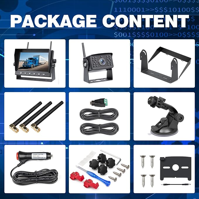 7 Inch RV Backup Camera Wireless, HD 1080P DVR Backup Camera High-Speed Rear View Observation System Stable Signals for RVs, Trucks, Trailers, IP69 Waterproof IR Night Vision-PawvioPets