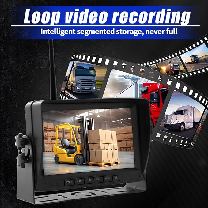 7-inch Forklift Reversing Monitor, HD Night Vision 1080P Magnetic Wireless Reversing Camera, Waterproof IP68, IR Laser Positioning Camera for Forklifts, Vans, Trucks and Trailers-PawvioPets