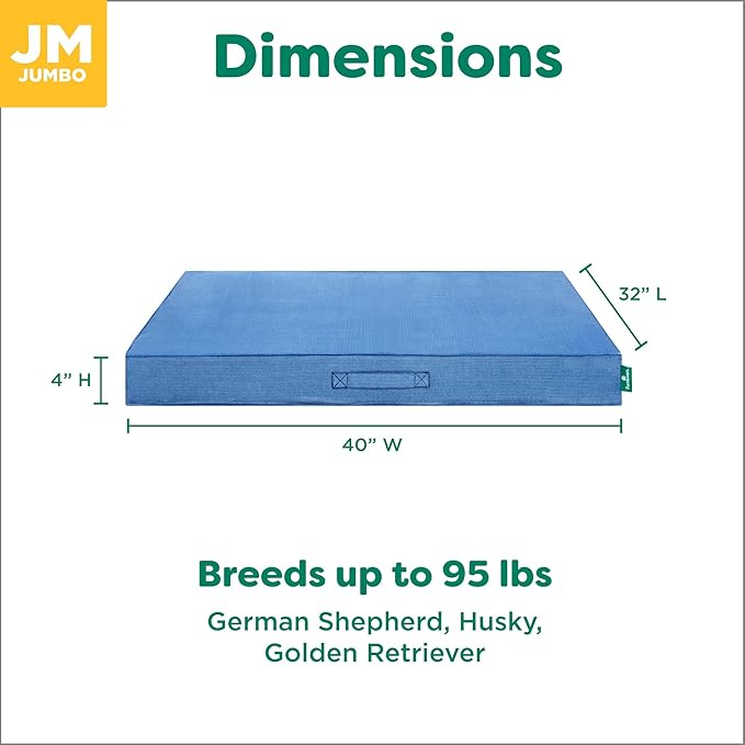FurHaven Cooling Dog Bed – XL Foam Mattress for Joint Pain Relief, Waterproof Liner, Removable Washable Cover, Durable for Outdoor Use, Deluxe Grid Indoor/Outdoor Bed – Blue, Jumbo-PawvioPets