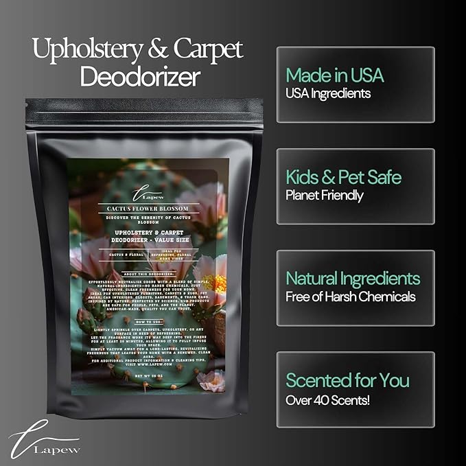 Cactus Flower Blossom Carpet Freshener Powder Refill 36 oz | Powerful Odor Eliminator for Home | Upholstery Deodorizer | Carpet Deodorizer | Pet Urine | Cat Litter Box | Baja Cactus Blossom Fragrance-PawvioPets