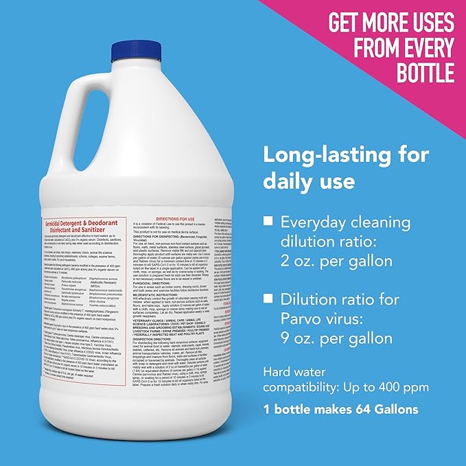 ATP KennelSol 1-Step Kennel Cleaner - 1 Gallon (Pack of 4) Liquid Disinfectant, Effective Against Bacteria and Viruses, Deodorizer Wintergreen Scent by Alpha Tech Pet-PawvioPets