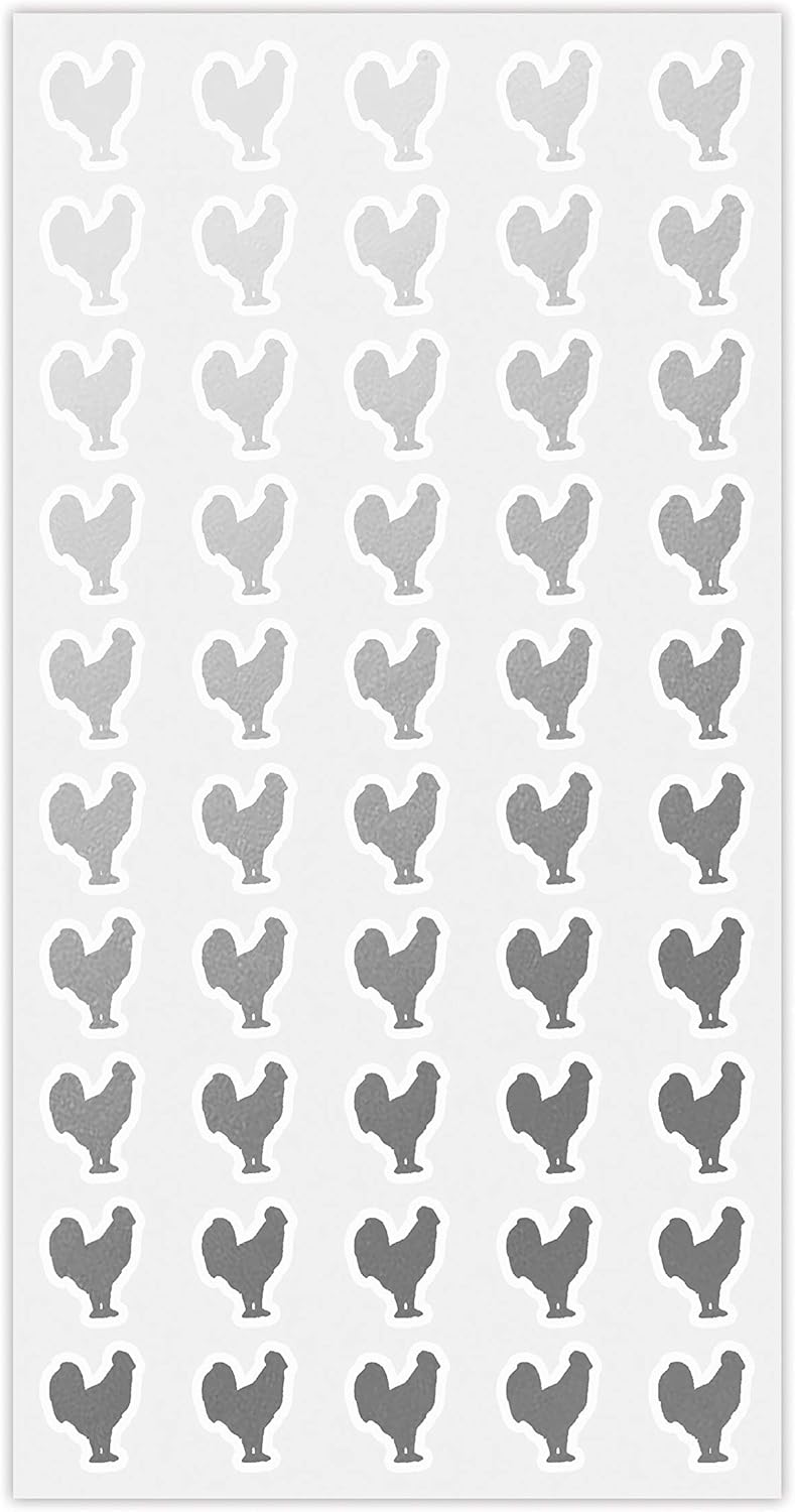 Silver Chicken Meal Stickers (50) - Waterproof Wedding Place Card Indicators