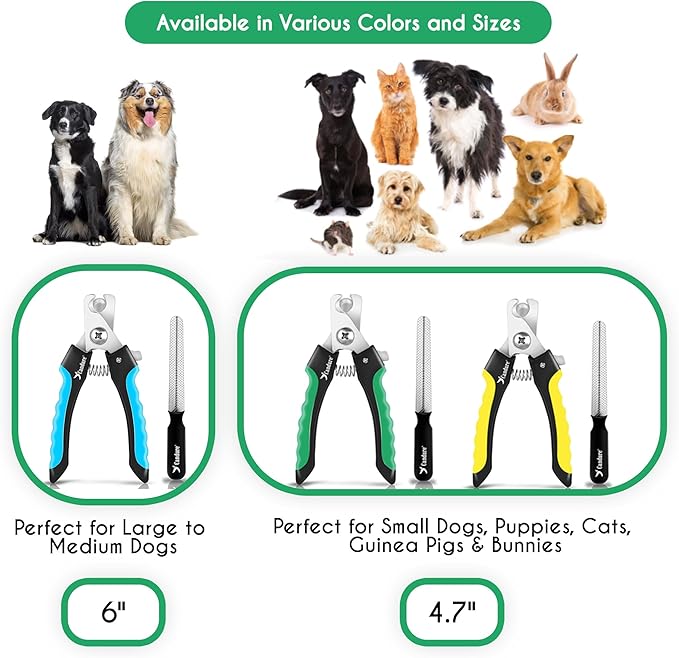 Candure Dog Nail Clippers Professional Pet Nail Clipper Suitable for Cats, Rabbits and Guinea Pigs - Safety Lock/Protective Guard to Avoid Over Cutting (Green, Medium to Small)-PawvioPets