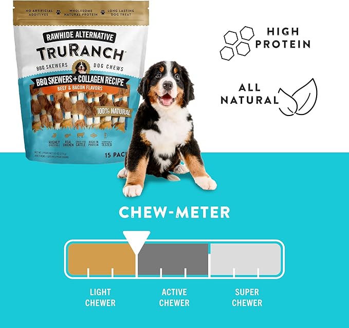 5" BBQ Collagen Skewers - Collagen Dog Chews - Long Lasting Healthy Joint Support Dog Treat - Rawhide Alternative - Skin & Coat Health, 1 Bag, 15 Count-PawvioPets