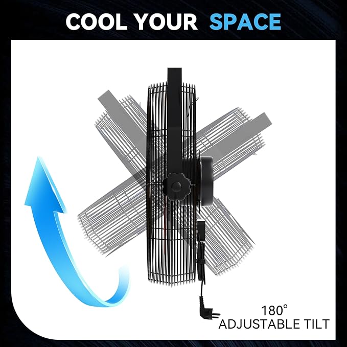 4580 CFM 18 inch High Velocity Wall Mounted Fan, 3-Speed Metal Fan with Sealed Motor, 360 Degree Tliting Heavy Duty Wall Fan for Patio, Barn, Garage, and Gazebo - UL listed-PawvioPets