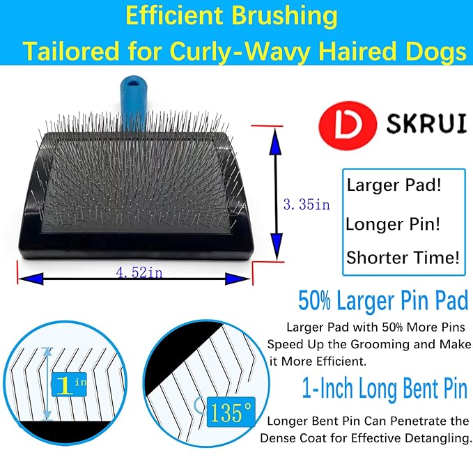 Dog Slicker Brush - Large Grooming Brushes for Dogs - Professional Groomer Supplies for Long Hair Pet - Slicker Brush For Goldendoodles-Easy To Use - Comfortable - Removes Long and Loose Hair-PawvioPets