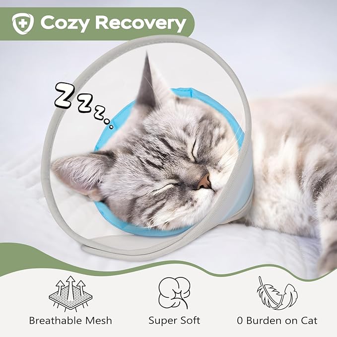Cat Cone Collar Soft: Comfortable Waterproof Mesh Recovery Cone After Surgery to Stop Licking and Scratch, Alternative to Plastic Elizabeth Head/Neck Cone-PawvioPets
