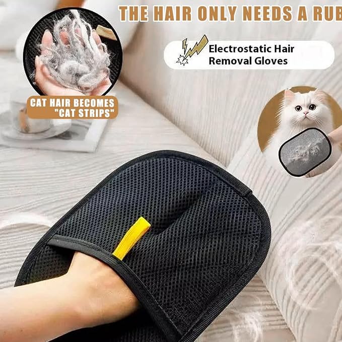 2025 Upgraded Pet Hair Removal Glove |Double-Sided – Reusable Grooming & Bathing Glove for Dogs and Cats |Soft Silcone Touch |Easy Deshedding and Cleaning Mitt (Black, 3 PCS)-PawvioPets