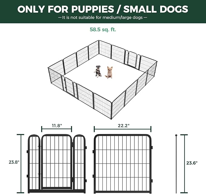 FXW Homeplus Unleashed Indoor Dog Playpen - Stress-Free and Safe Play, Heavy Duty 24 Inch 16 Wire Panels Dog Pen for Puppy and Small Dogs, Black│Patented-PawvioPets