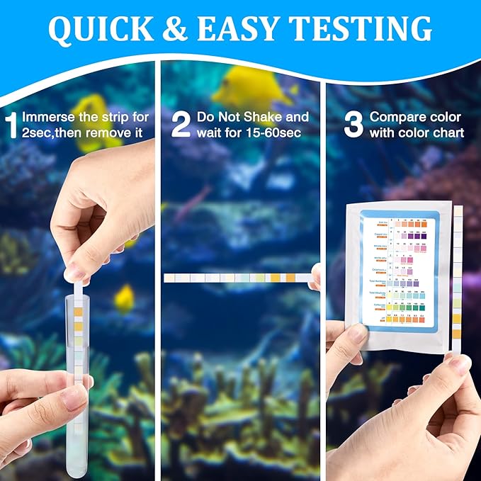 Aquarium Test Strips for Freshwater: 10 in 1 Aquarium Ammonia Test Strips for Fish Tank Ammonia Test Kit for Aquarium Pond - Testing Ammonia Nitrate Nitrite pH,etc-PawvioPets