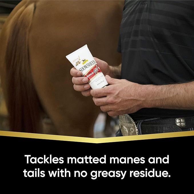 Absorbine ShowSheen Detangler Gel for Coat, Mane & Tail, Moroccan Argan Oil, Tackles Toughest Knots on Horses, Dogs & Livestock, 4oz-PawvioPets