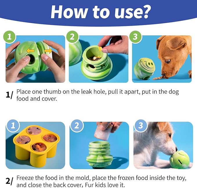 Dog Toy, Frozen Treat Toys, Treat Dispensing Chew Toy for Small Medium Large Dogs, Long-Lasting Interactive to Keep Pup Distracted & Reduces Anxiety, Freezable Fillable Dog Puzzle Toys - Green-PawvioPets