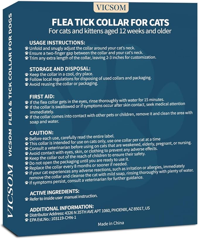 Flea and Tick Collar for Cats - 4 Pack, 32 Month Protection Treatment, Waterproof, Natural Prevention, Adjustable for Cats & Kittens (Black)-PawvioPets