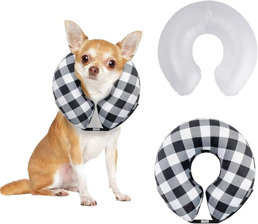 CuteBone Inflatable Dog Donut Collar with Removable Soft Fleece Covers for Small/Medium/Large Dogs and Cats After Surgery GWB03M-PawvioPets
