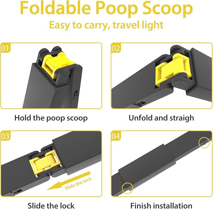 28" Heavy Duty Dog Pooper Scooper for Large Dogs, Extra Long Handle Foldable Poop Pick Up Tool with Durable Spring, Great for Yard, Lawns, Grass, Dirt, Gravel-PawvioPets