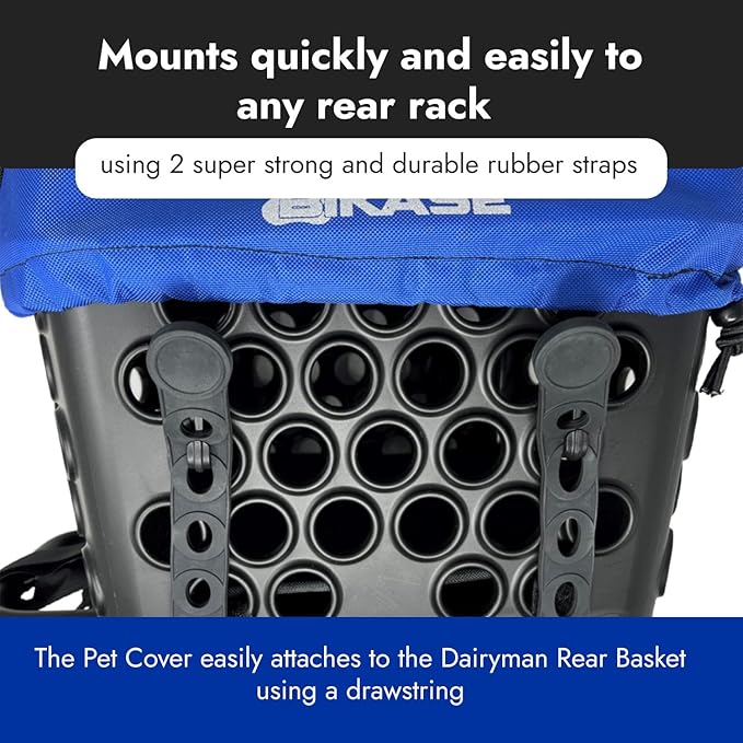BiKASE Durable Dog Bike Basket & Carrier, Rear Mount Pet Basket for Bikes with Super Comfort Mat and Cover, Ideal for Small Dogs and Cats up to 12 lbs-PawvioPets
