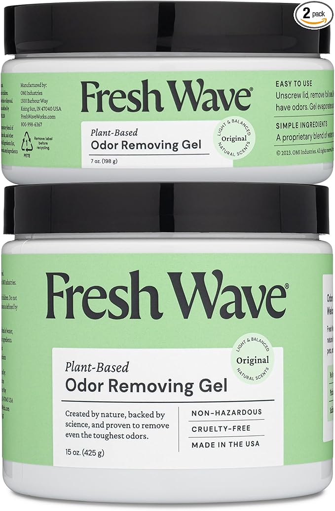 Fresh Wave Odor Removing Gel, 15 oz. & 7 oz. - Odor Absorbers for Home, Safer Odor Relief, Natural Plant-Based Odor Eliminator, Every 15 oz. lasts 30-60 Days, For Cooking, Trash & Pets-PawvioPets