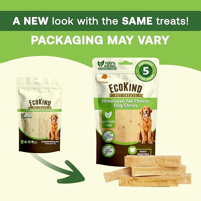 EcoKind Premium Gold Yak Cheese Himalayan Dog Chews, Healthy Dog Treats for Small Dogs, All Natural, High Protein Dog Chew, Chicken, Small - 8 Chews-PawvioPets