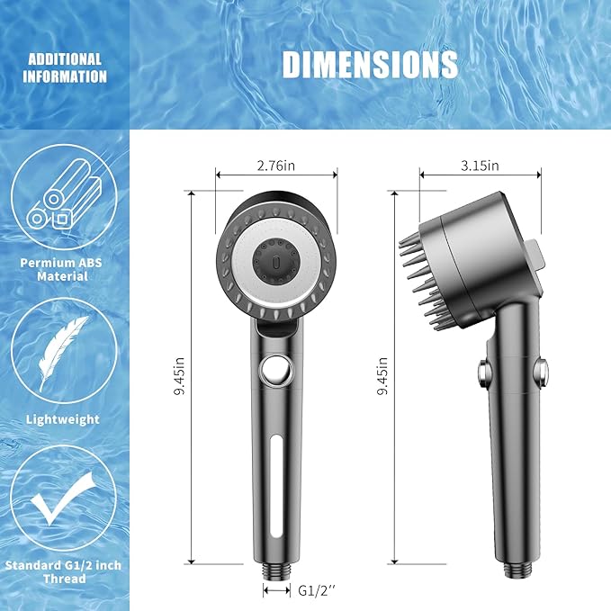 Filtered Shower Head with Handheld, High Pressure Water Flow and Multiple Spray Modes Shower Head with Filter, Power Wash for Hard Water, Showerhead with ON/OFF Switch for Pets Bath-PawvioPets