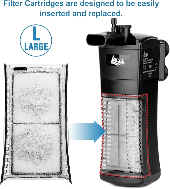AQQA 8 Pack Aquarium Replacement Filter Cartridge Fish Tank Filter Cartridge for Aquarium Internal Filter (Large)-PawvioPets