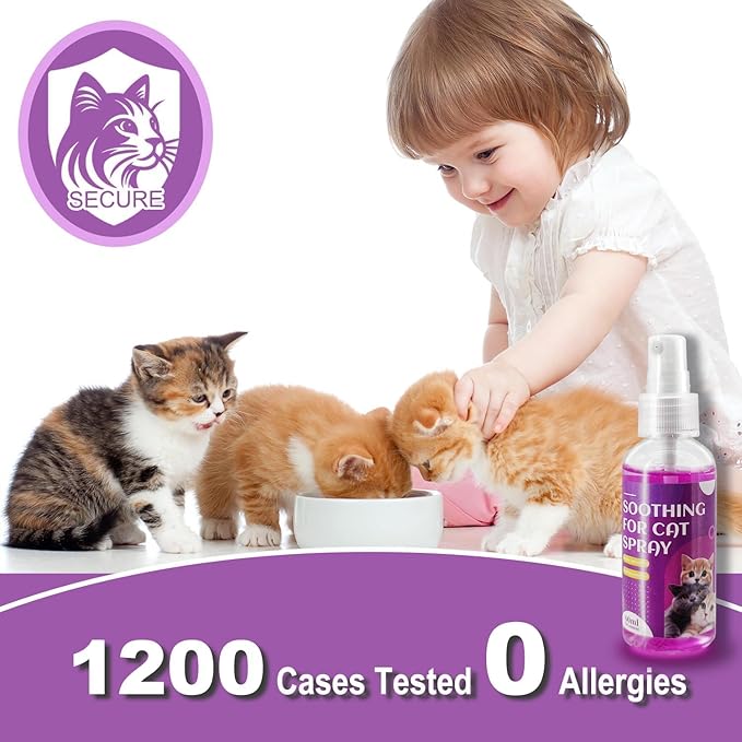 Cat Calming Spray, Cat Pheromone Calming Spray, Natural Calming Solution for Cats, Reduce Kittens Stress, Anxiety, Scratching, Protect Furniture and Floors, Suit For Home, Travel, Vet Visits, 4 PACKS-PawvioPets