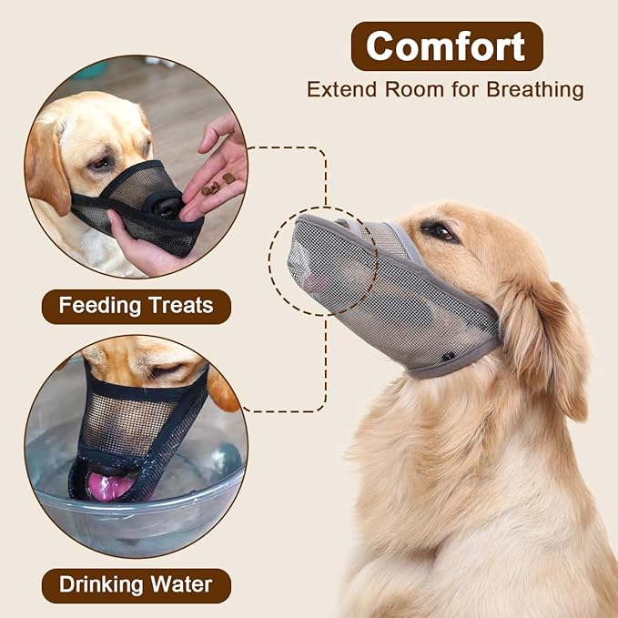 Crazy Felix Nylon Dog Muzzle for Small Medium Large Dogs Dachshund Beagle Poodle Labrador, Air Mesh Breathable and Drinkable Pet Mouth Guard for Anti-Biting Chewing Scavenging(XXXS, Grey)-PawvioPets