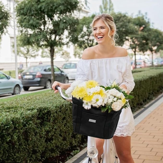 Bike Basket, 10kg Storng Bearing Foldable Bike Front Basket, Removable Dog Carrier for Handlebar, Machine Washable-PawvioPets