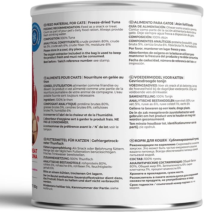 Freeze Dried Cat Treats - 100% Tuna Grain Free Raw - Natural Balance Limited Ingredient High Protein Cat Snacks 130g/4.59oz - Picky Eater Challenger-PawvioPets