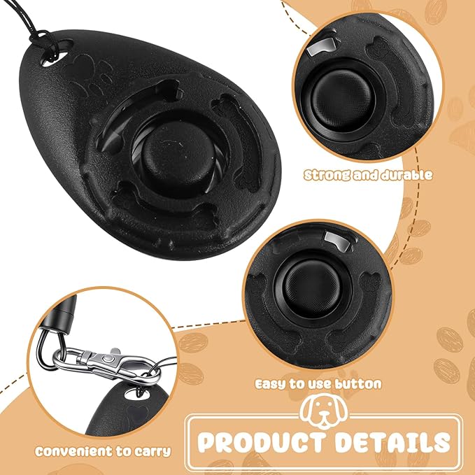 Frienda 18 Pieces Dog Training Clicker, Pet Behavioral Training Clickers with Wrist Strap for Dogs Cats Puppy Birds Horses(Black)-PawvioPets
