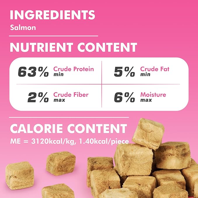 Freeze Dried Cats & Dogs Raw Treats, All Natural Single Ingredient Salmon, High Protein Healthy Pet Training Treats or Food Topper, 10.6 oz-PawvioPets