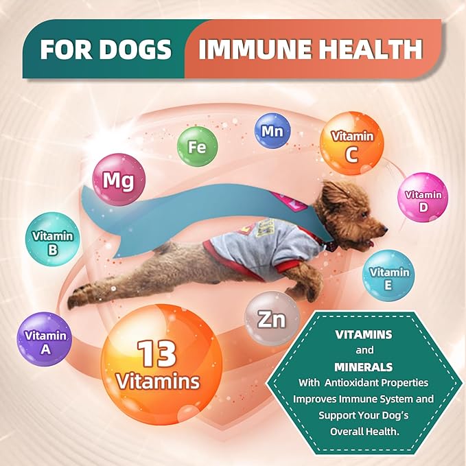 Dog Multivitamin with Glucosamine, Omega 3, Minerals, Probiotics and Enzymes, Dog Vitamins and Supplements for Joint, Skin & Coat Care, Digestive and Immune Health, Chicken Flavor - 120 Chews-PawvioPets
