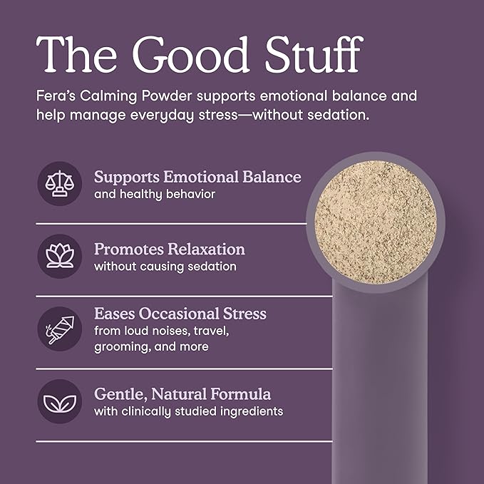 Fera Pets Calming Supplement for Dogs & Cats with Probiotics, L-Theanine, and Ashwagandha - Supports Anxiety Relief - Promotes Relaxation - 60 Scoops-PawvioPets