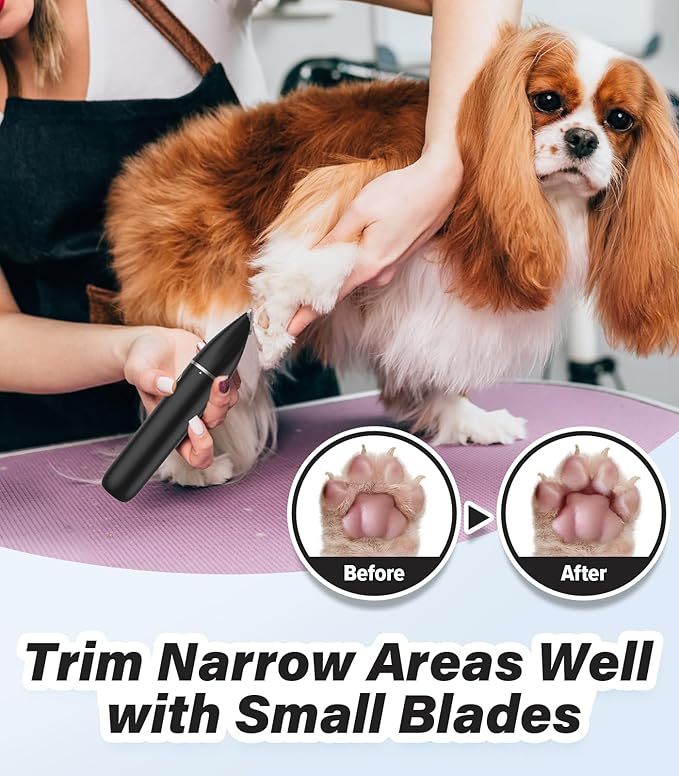 Casfuy Cordless Dog Paw Trimmer - Low Noise Small Dog Clippers with Double Blades USB Rechargeable Grooming Clipper for Dogs Cats and Small Pets for Trimming Hair Around Paws, Eyes, Ears, Face, Rump-PawvioPets