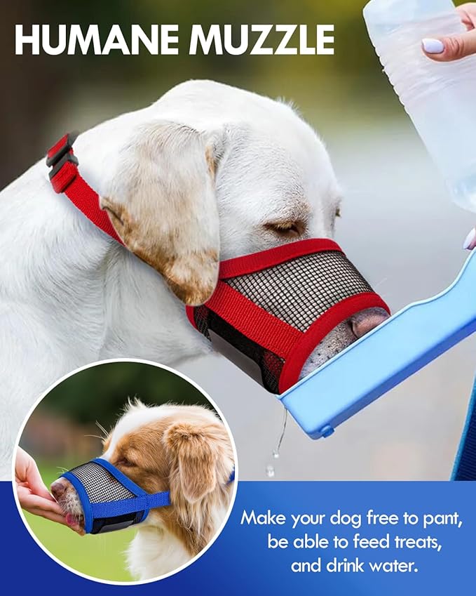 Dog Muzzle, Soft Air Mesh Muzzle for Small Medium Large Dogs Anti Biting Barking Chewing, Breathable Drinkable Adjustable Loop Pets Muzzle for German Shepherd Husky Labrador Retriever (Red,L)-PawvioPets